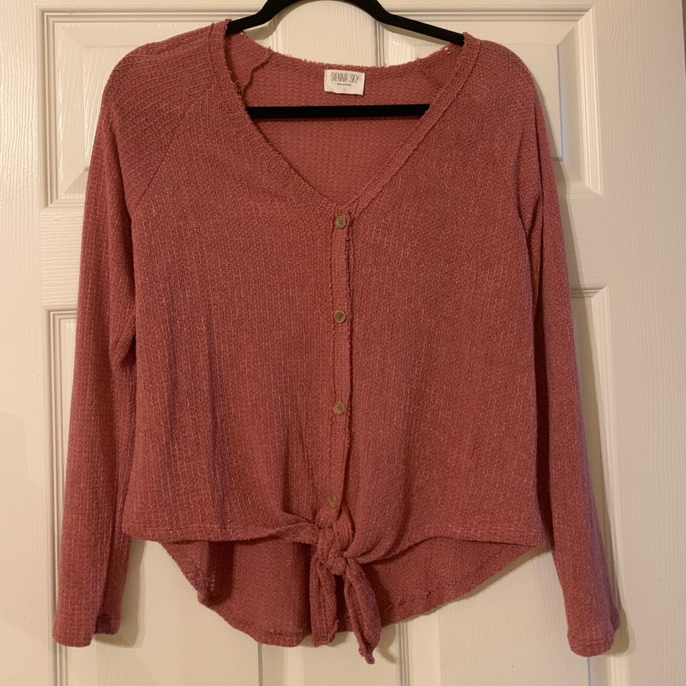 Cute Button Down Sweater Top